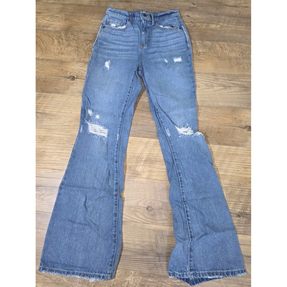 Altar's State Distressed Flare Jeans Light Wash Womens 25 X 30 Boho Anthropology